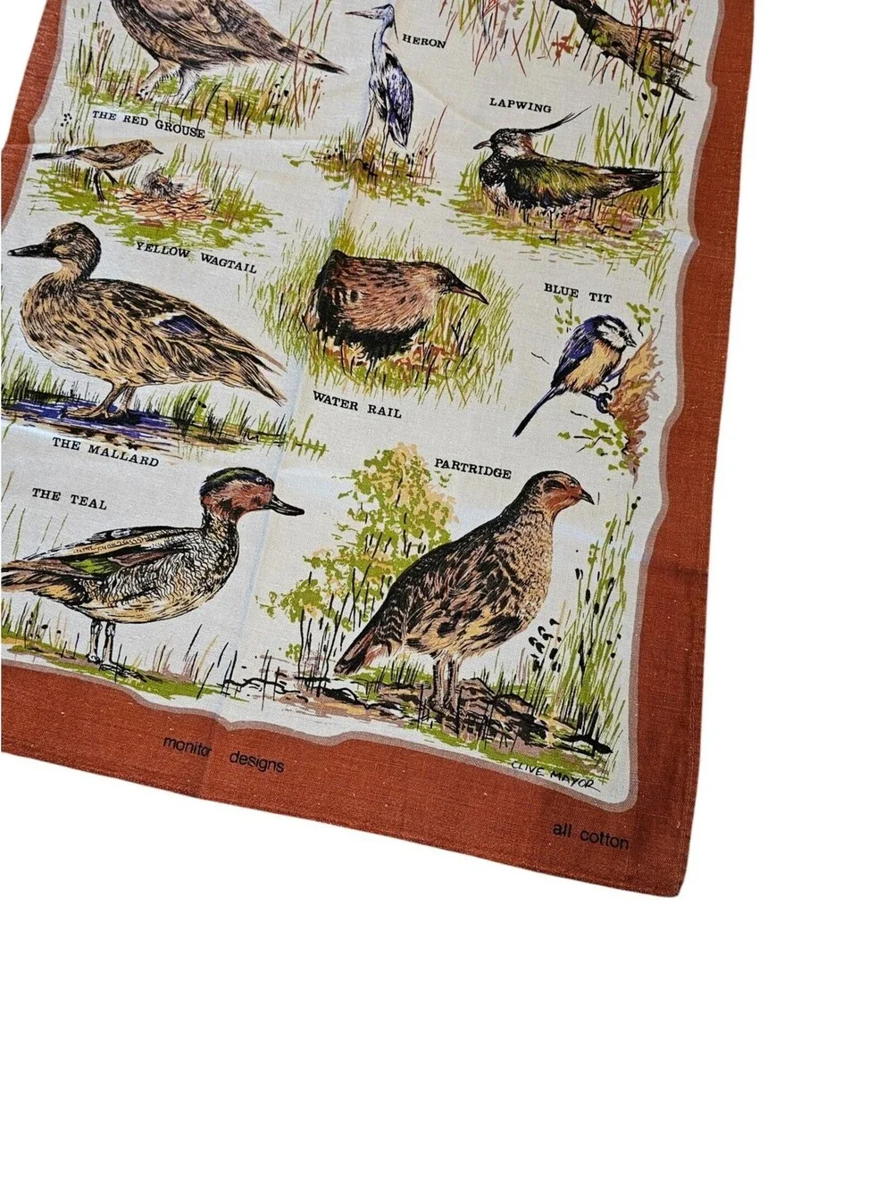 Vintage Birds of the Norfolk All Cotton Dish Tea Towel Britain